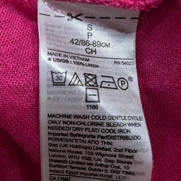 Banana Republic 100% linen lightweight magenta pink top with tortoise detail S - Picture 7 of 9